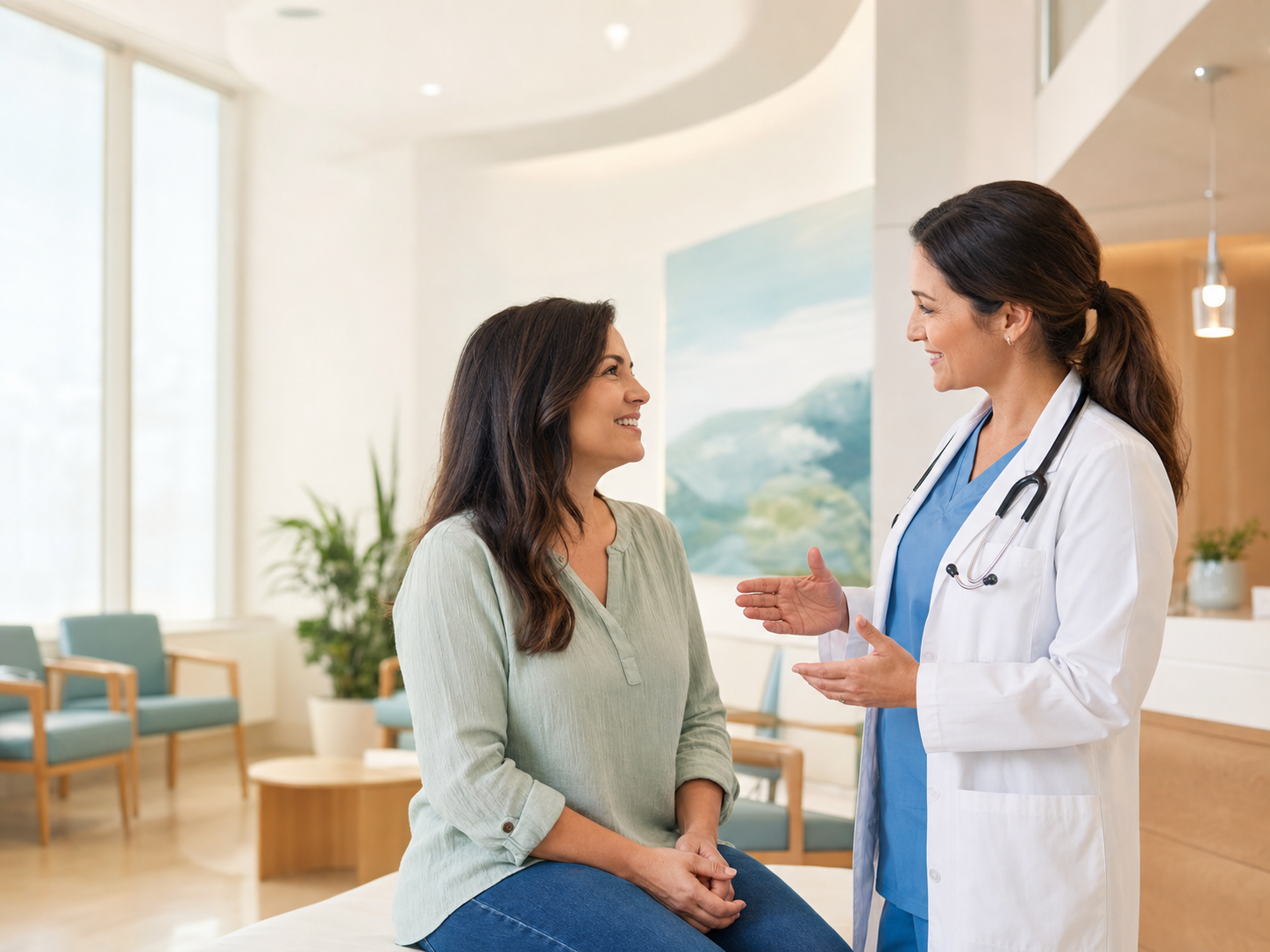 Healthcare professional speaking with a patient